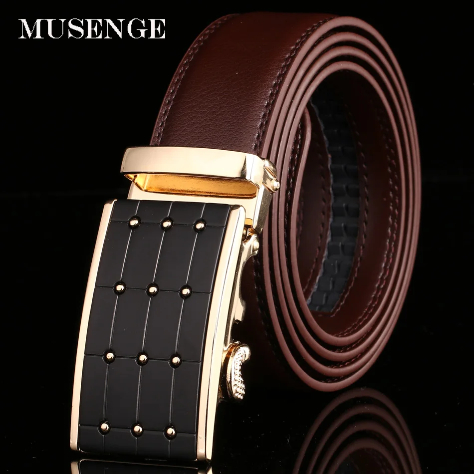 Ремень мужской кожаный автоматический дизайнерский пояс MUSENGE|leather belts for men|designer