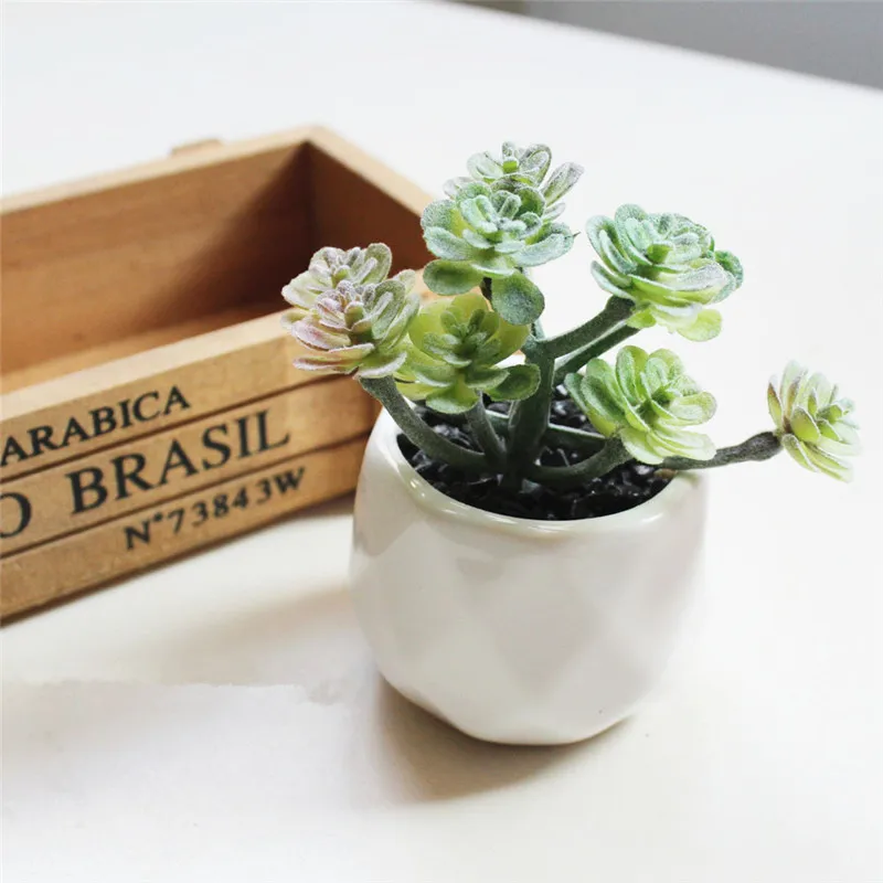 Flone Artificial Multi-layer Succulent Plant Bonsai Simulation Succulent Plant Green Plants Flower Home Room Leisure Decor Art (10)