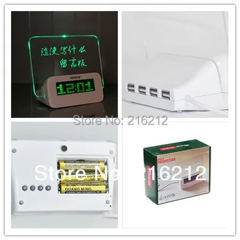 

20 pcs Quieten lounged multifunctional luminous neon message board clock electronic clock projection alarm
