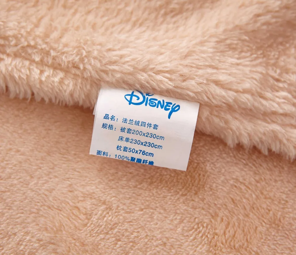 disney winnie pooh bedding set queen twin size full comforter cover+flat bed sheet+pillow case soft fleece fabric girl kid boys