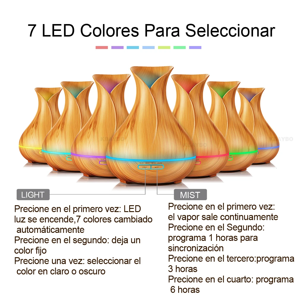  400ml Electrical Essential Oil Diffuser Dark Wood Grain Ultrasonic Aroma Cool Mist Humidifier with 
