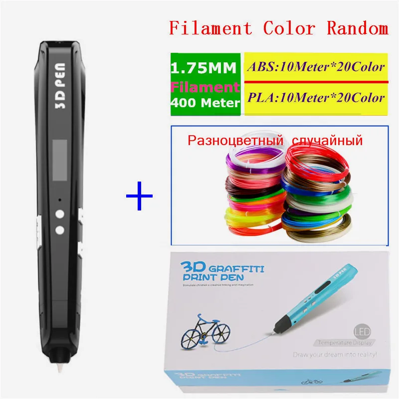 

Christmas Gift Brand ReTu Model 3D Printer Pen With 1.75mm 400M Filaments(200M PLA+200M ABS) 3 D Printing Pen 3D Drawing Pens