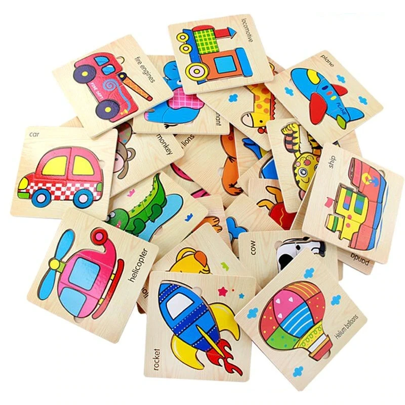 

Wooden 3D Puzzle Jigsaw Wooden Toys For Children Cartoon Animal Puzzles Traffic Tangram Intelligence Kids Educational Toy