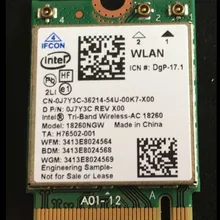 Беспроводной адаптер карта для Intel трехдиапазонное Беспроводной AC 18260NGW Bt4.1 Беспроводной AC Wi-Fi кард-867 M dell 0j7y3c