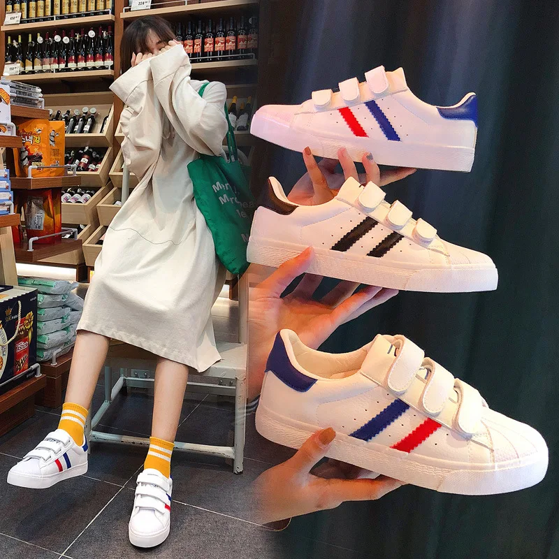 

Fashion Simple and fresh youth popular women's casual shoes flat shoes student shoes color stripes non-slip women sneakers