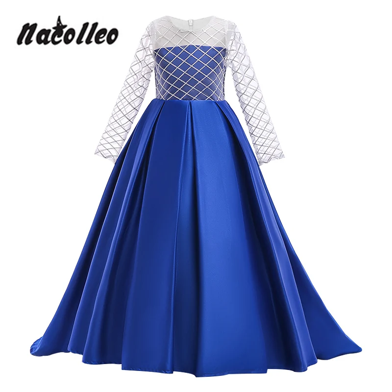 

Teenager 3-12 Years Party Prom Dress Long Sleeve Wedding Flower Girl Dress Kids Princess Long Trailing Pageant Dress