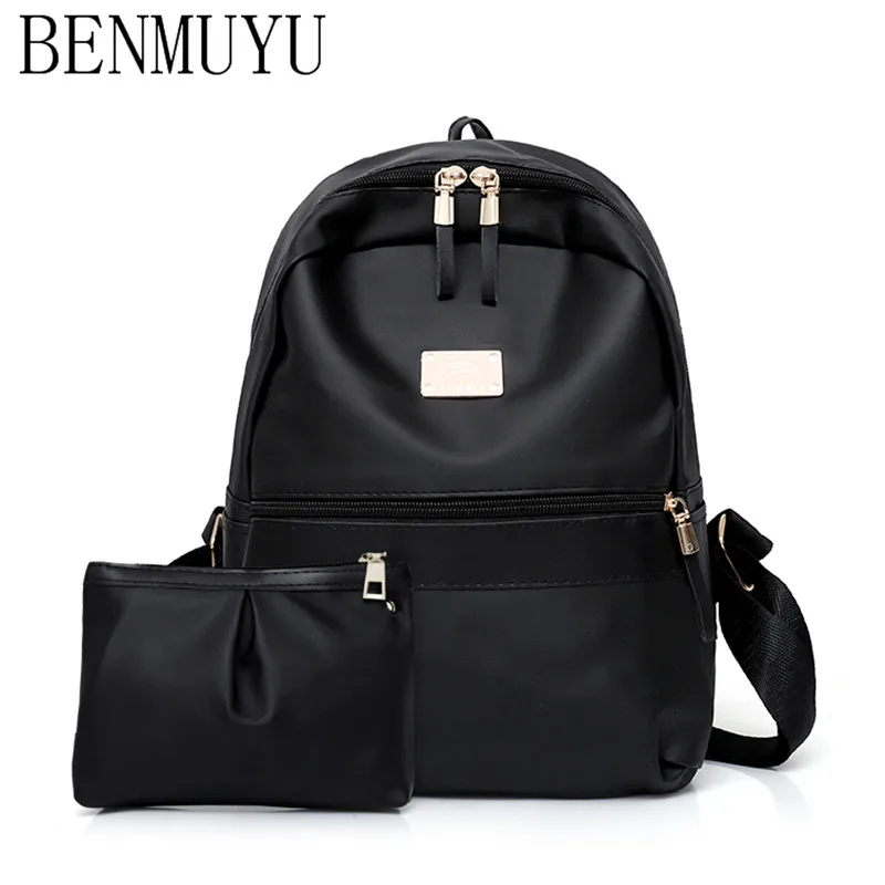 

BENMUYU,Free shipping Backpacks 2018 new women's package plain coloured and fashionable nylon oversize student travel backpack