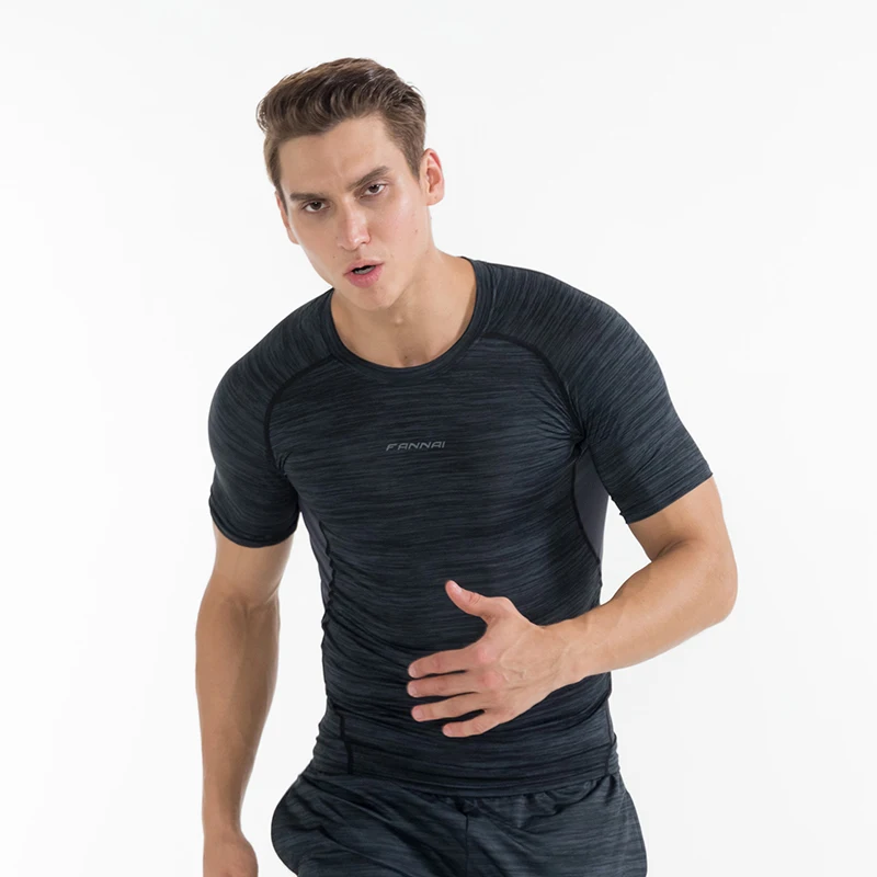 FANNAI, Мужская компрессионная футболка с коротким рукавом, бодибилдинг, фитнес, спортивная одежда, мужские спортивные топы, облегающие футболки для бега, ropa deportiva