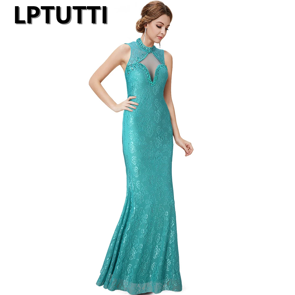 

LPTUTTI Crystal Lace New For Women Elegant Date Ceremony Party Prom Formal Gala Luxury Long Evening Dress A08