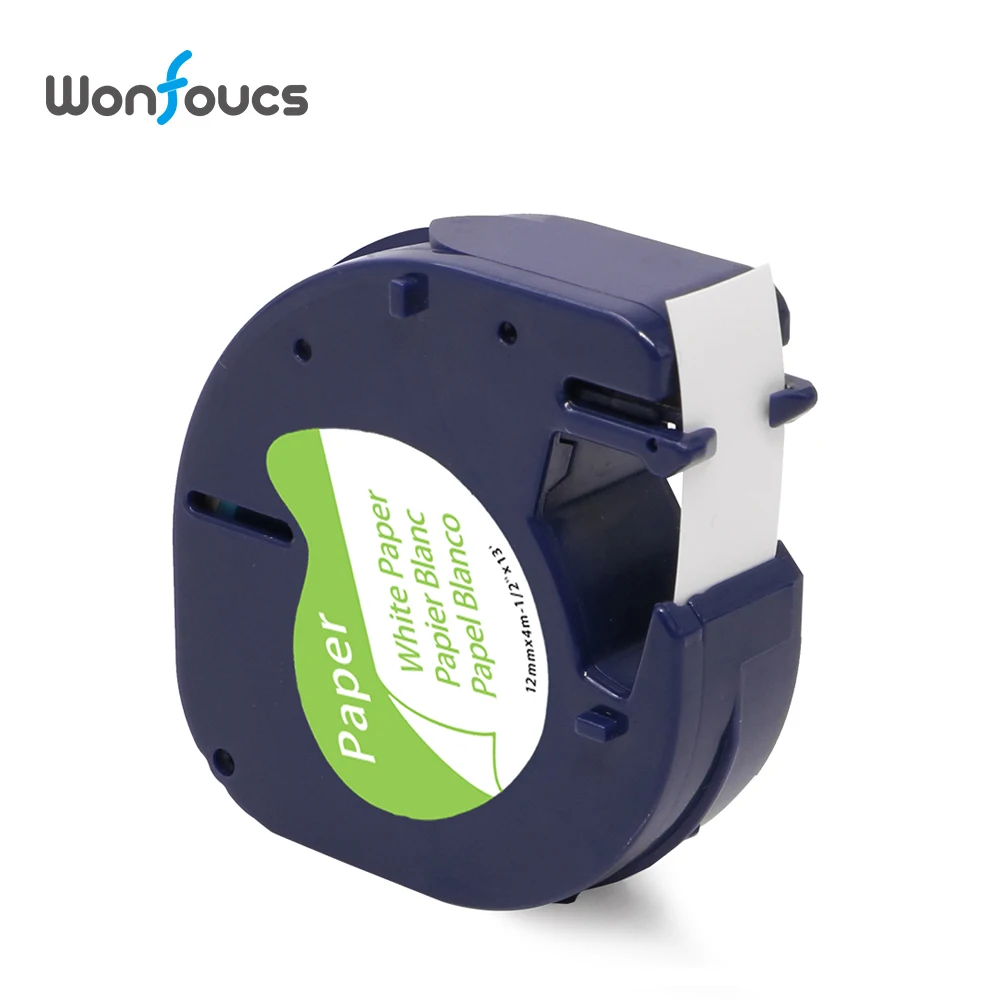 

1 Pack Compatible Dymo LetraTag Tapes 91330 91220 S072151 12mm*4m Black on White Paper Label Ribbons For Label Maker Printer