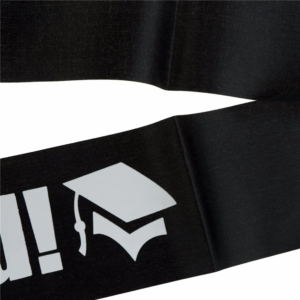 1PC Black White I Graduated Satin Sash Single Sided Graduate High School Celebration Party Photo booth Props Party Supplies Gift