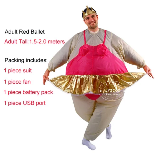 JYZCOS надувная балерина танцевальный костюм для взрослых полиэстер костюмы на Хэллоуин надувные костюмы нарядное платье толстые Забавные костюмы - Цвет: Adult Red Ballet