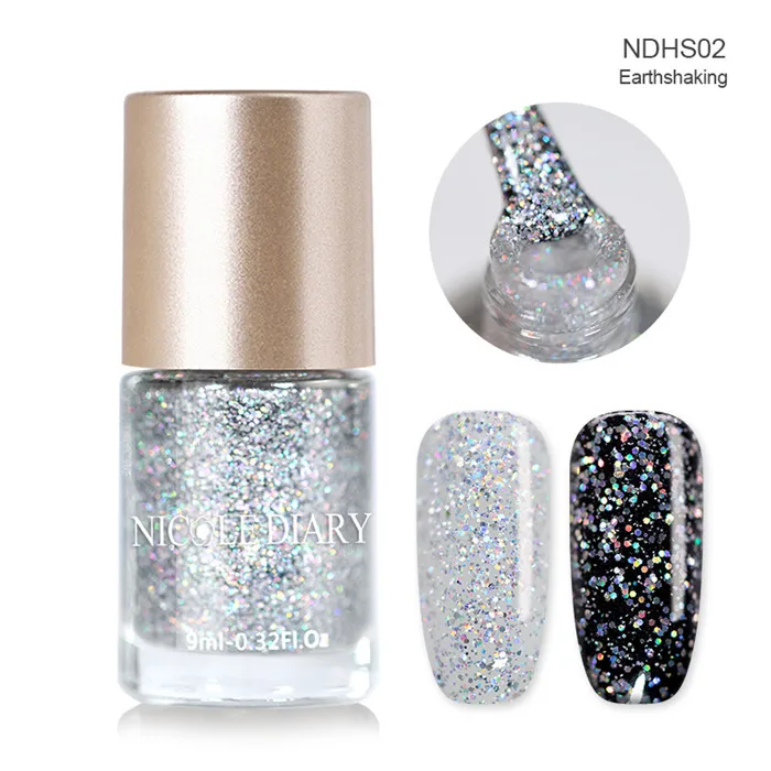 NICOLE DIARY 9ml Nail Polish Chameleon Metallic Jelly Holographic Polish Shiny Flakies Sequins Manicure Nail Art Lacquer Varnish - Цвет: Holographic  NDHS02