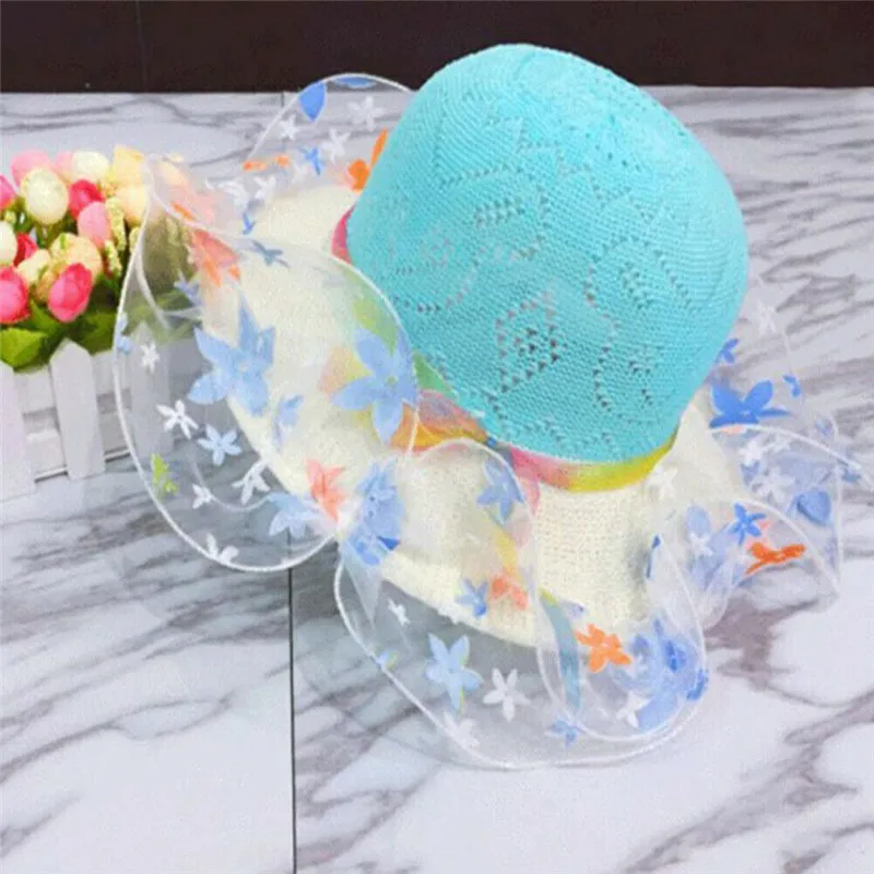 As Photo Show Довольно Сладкий одежда для малышей Цветочный декор sun Hat Мода широкий большой шляпы дышащая соломенная Детские шляпы от солнца для девочек шляпа с защитой от воздействия УФ-излучения - Цвет: As Photo Show