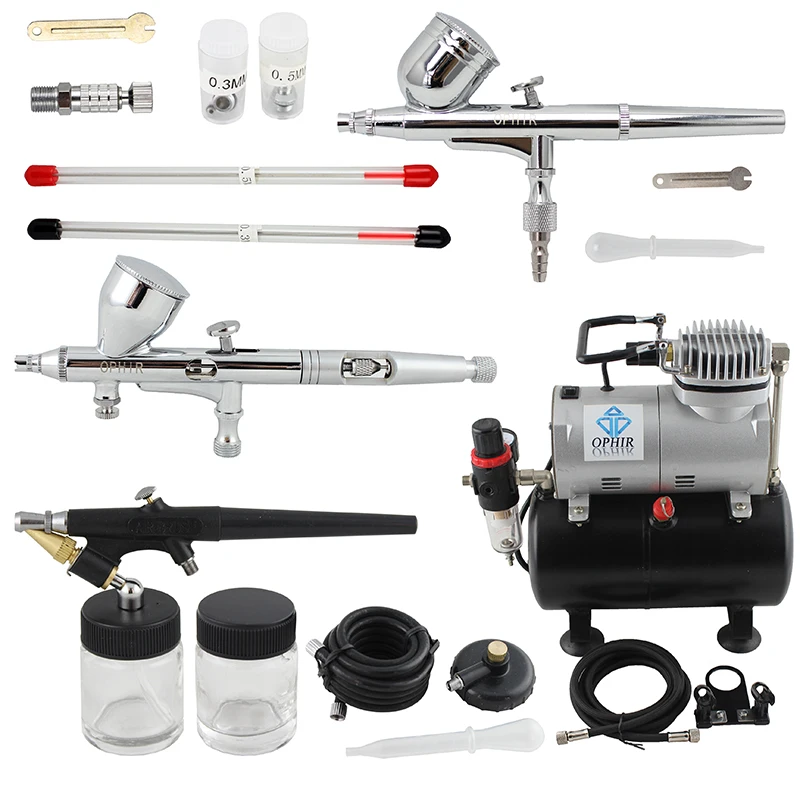Набор кистей OPHIR 3 Airbrush с компрессором Air Tank Аэрограф пистолет для украшения