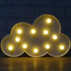 3D облако ночника с 11 светодио дный Батарея работает Белое Облако письмо свет для Новогоднее украшение Детский новогодний подарок декор