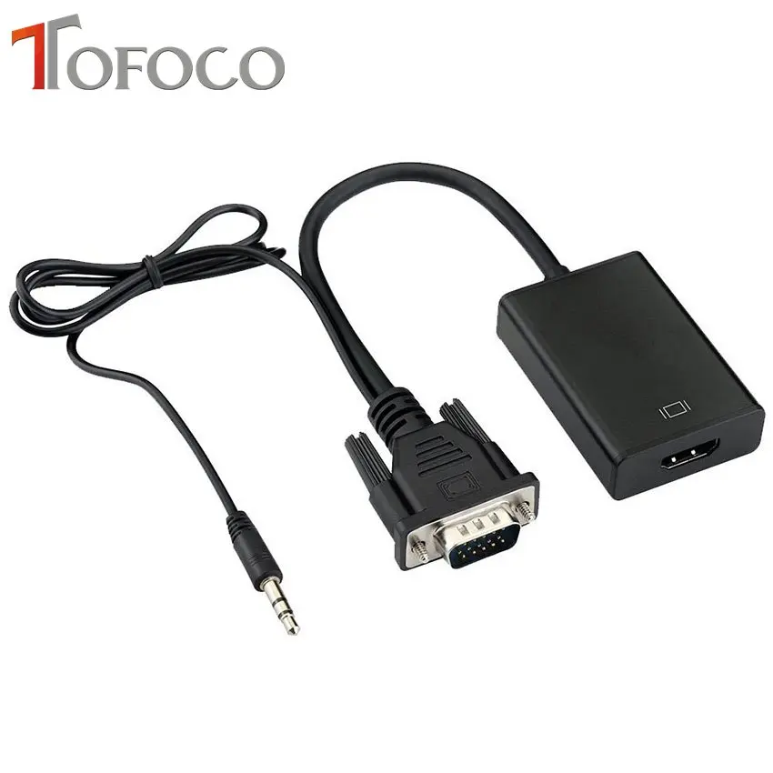TOFOCO преобразователь из VGA в HDMI адаптер Выход 1080P HD с аудио VGA2HDMI ТВ AV Видео кабель