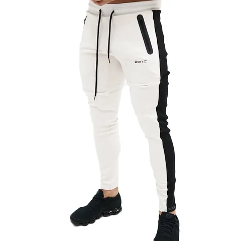 Calças dos Homens Ginásio de Fitness Casual Retalhos Trackpants Joggers Sweatpants Algodão Esporte Treinamento Pant Masculino Corrida Esportiva
