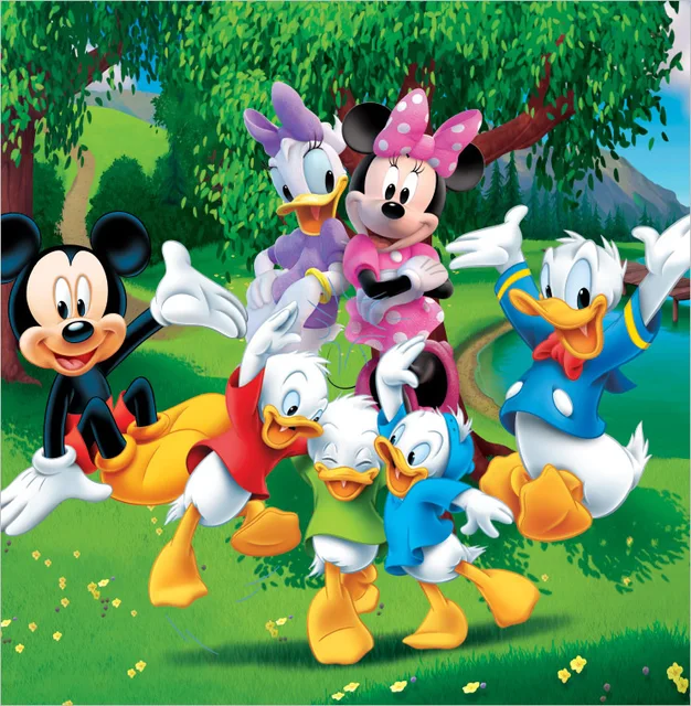 8x8FT Donald Duck Friends Mickey Minnie Dance Green Trees 8x8FT Donald Duck Friends Mickey Minnie Dance Green Trees