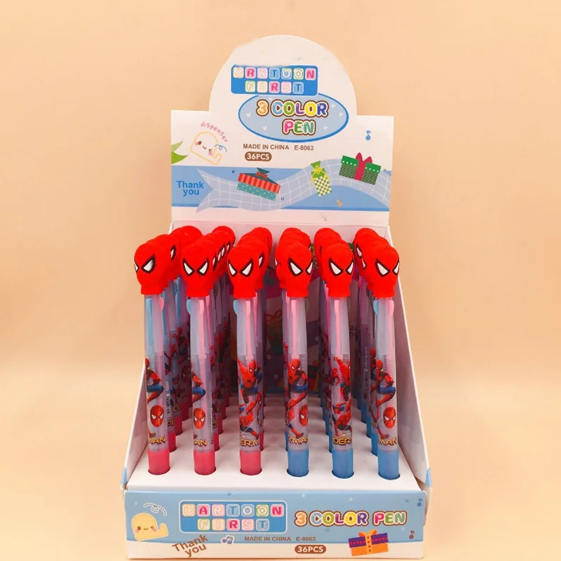 

4 Pcs/set Cartoon Super Hero Spiderman 3 Colors Chunky Ballpoint Pen Cute Stationery Writing Ball Pens Students Supplies