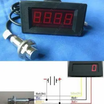 

Digital LED Punch Tachometer Speed Meter RPM + Hall Proximity Switch Sensor red