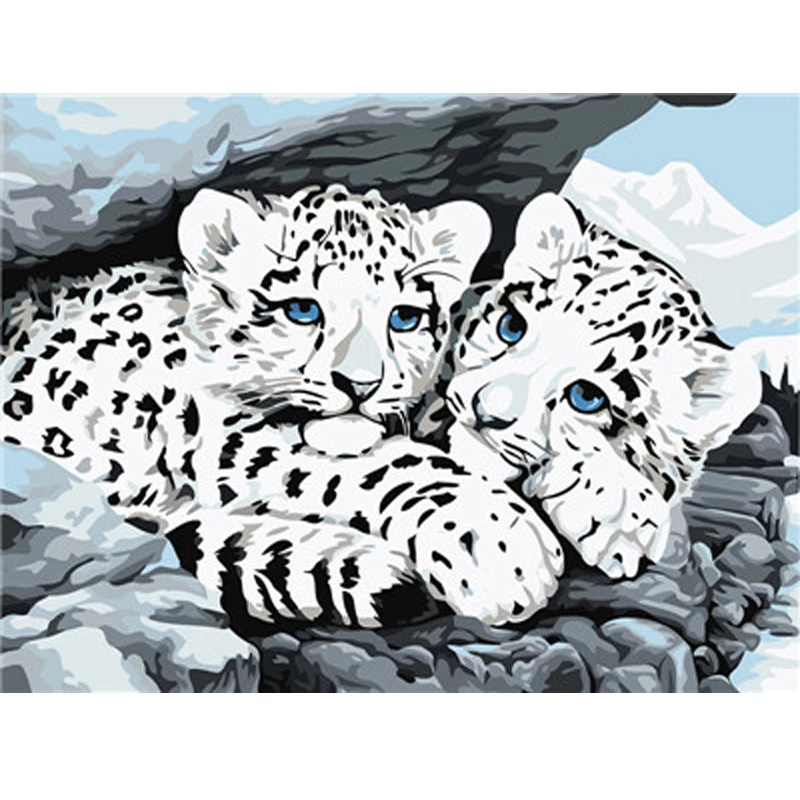 

Oil Paint DIY Color By Numbers Cheetah Picture Painting By Numbers Colorful Animals Home Decoration 40X50cm Linen