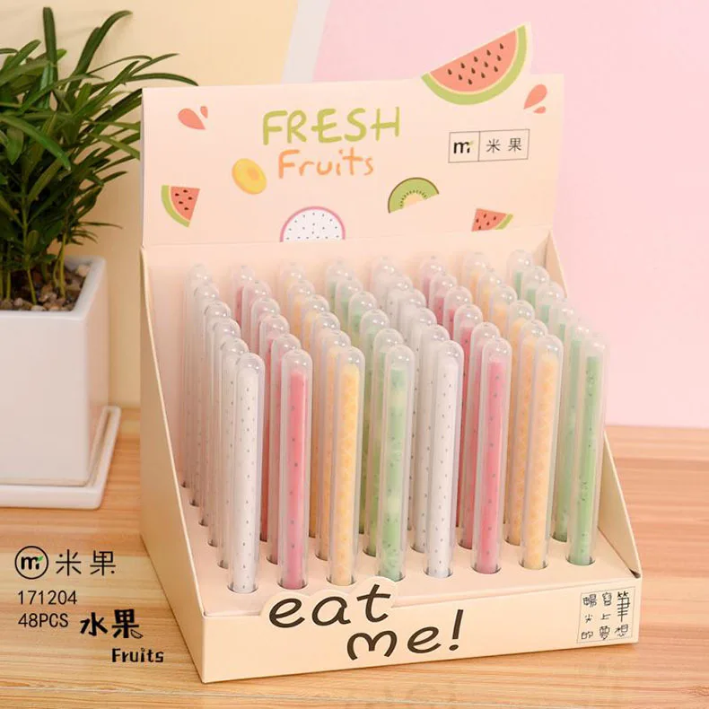 

24 pcs/lot 0.5 mm Fresh Fruit Eat Me Gel Ink Pen Promotional Gift Stationery School & Office Supply