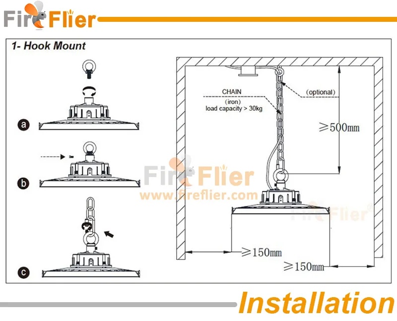 industrial ufo led high bay light hook hanging