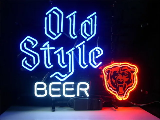 NEON SIGN For CHICAGO BEARS OLD STYLE Signboard REAL GLASS BEER BAR NEON SIGN For CHICAGO BEARS OLD STYLE Signboard REAL GLASS BEER BAR PUB display christmas Light - NEON SIGN For CHICAGO BEARS OLD STYLE Signboard REAL GLASS BEER BAR