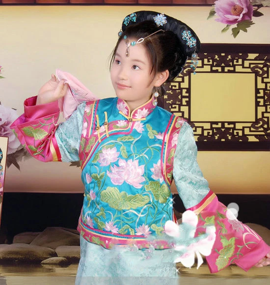 Китайский ТВ играть GongSuoXinYu дворец блокировки нефрит сердце Embrodiery зеленый лотоса костюм принцессы для мамы и дочки