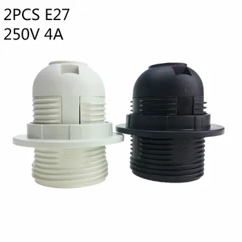 

2PCS 250V 4A E27 Light Bulb Base Plastic Full Lamp Holder Pendant Socket Lampshade Ring For E27 Light Bulb White Black