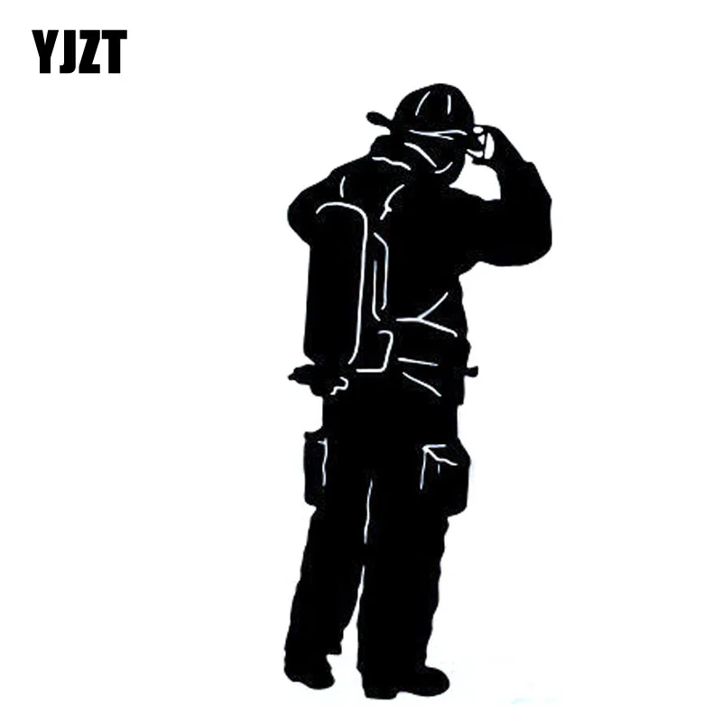 

YJZT 6.5x15.3CM Interesting FIRE FIGHTER Fireman Vinyl Decal Car Window Sticker Car-styling Black/Silver S8-1338