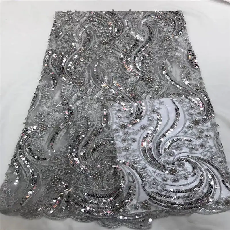 

2019 African sequins tulle lace Hot new for Multi Color guipure african sequence cord lace fabric for Nigerian wedding dresses