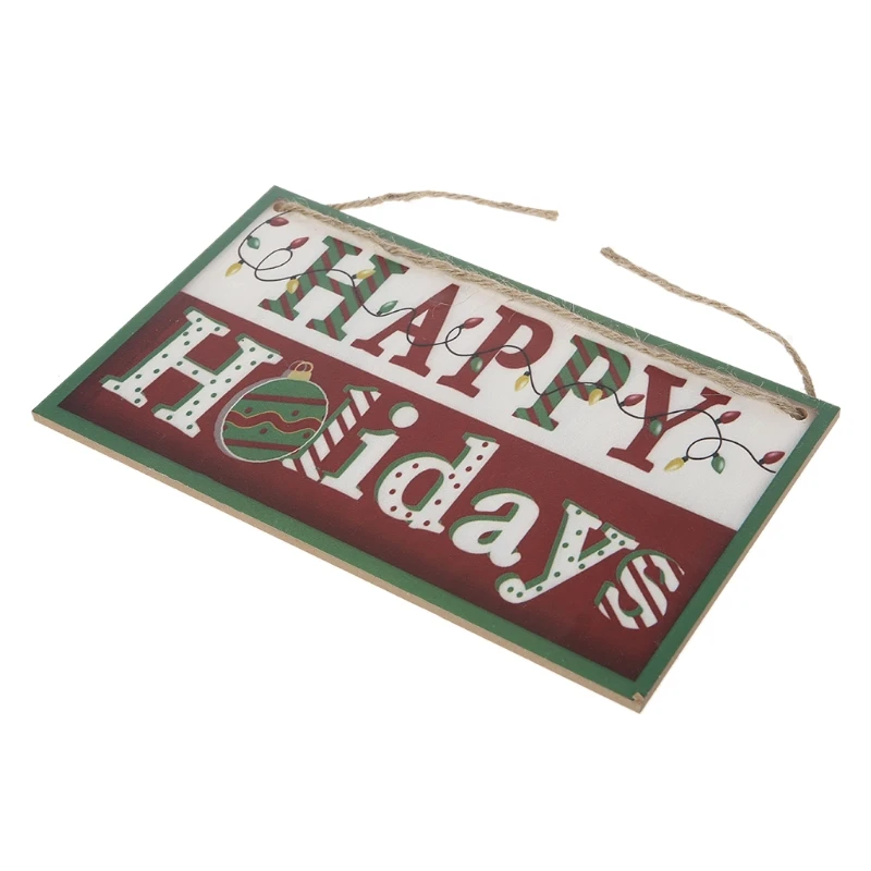

Happy Christmas Wooden Plaque Board Door Wall Hanging Wood Sign Home Decoration