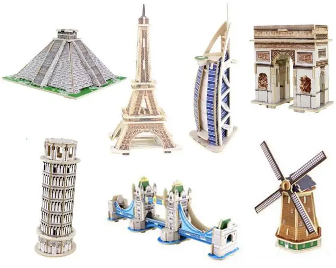 2017 New 3D Wooden Puzzle DIY Model Building Kits World Famous Architecture for Children Adults