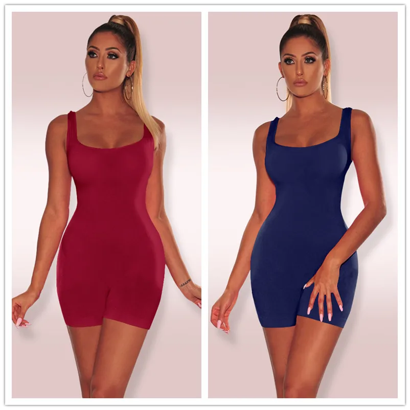 

Sexy Bodycon One Piece Jumpsuit Women Shorts Romper Tracksuit Fitness Sleeveless Backless Skinny Playsuit Summer Beach Romper