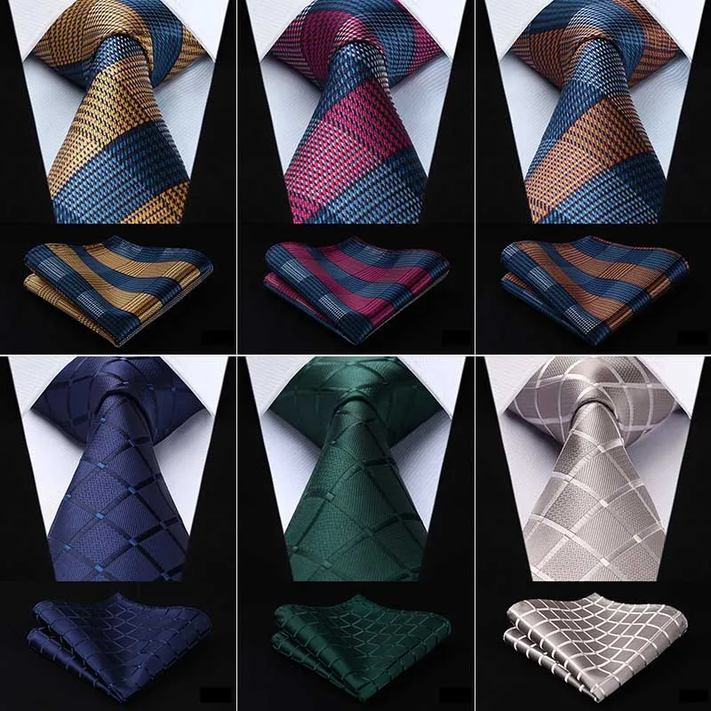 corbata tejida para fiesta y conjunto de bolsillo cuadrado HISDERN Corbata de Navidad para hombre