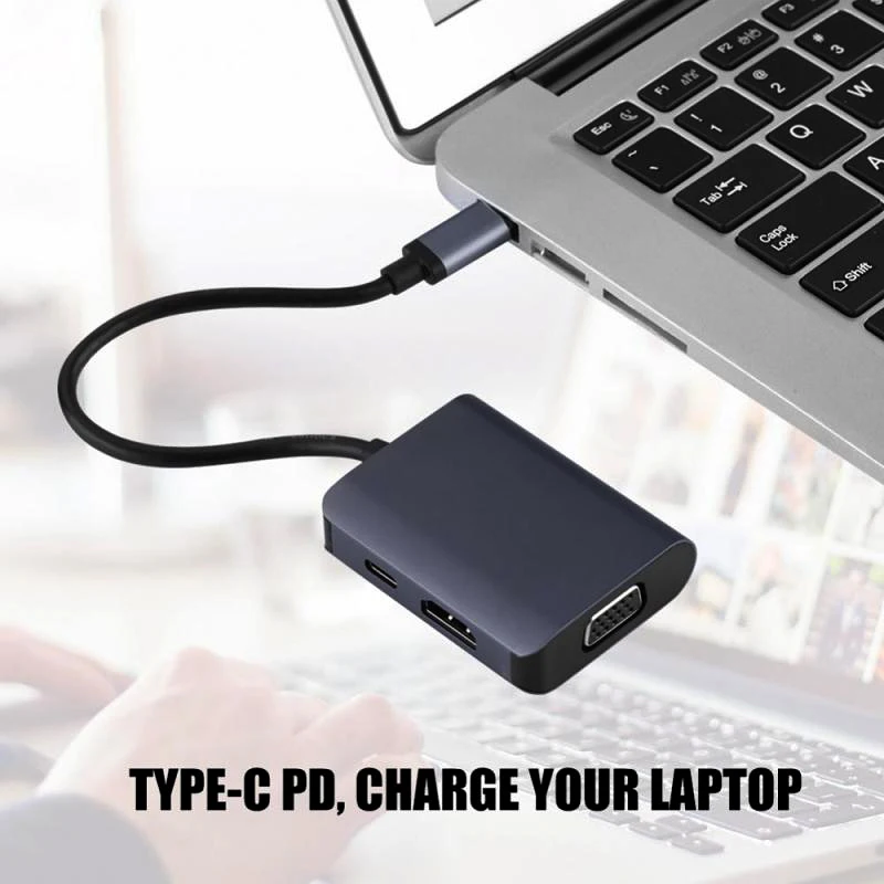 USB концентратор 3 в 1 Type C 4K 60 Гц HDMI VGA C|Адаптеры Type-C| |