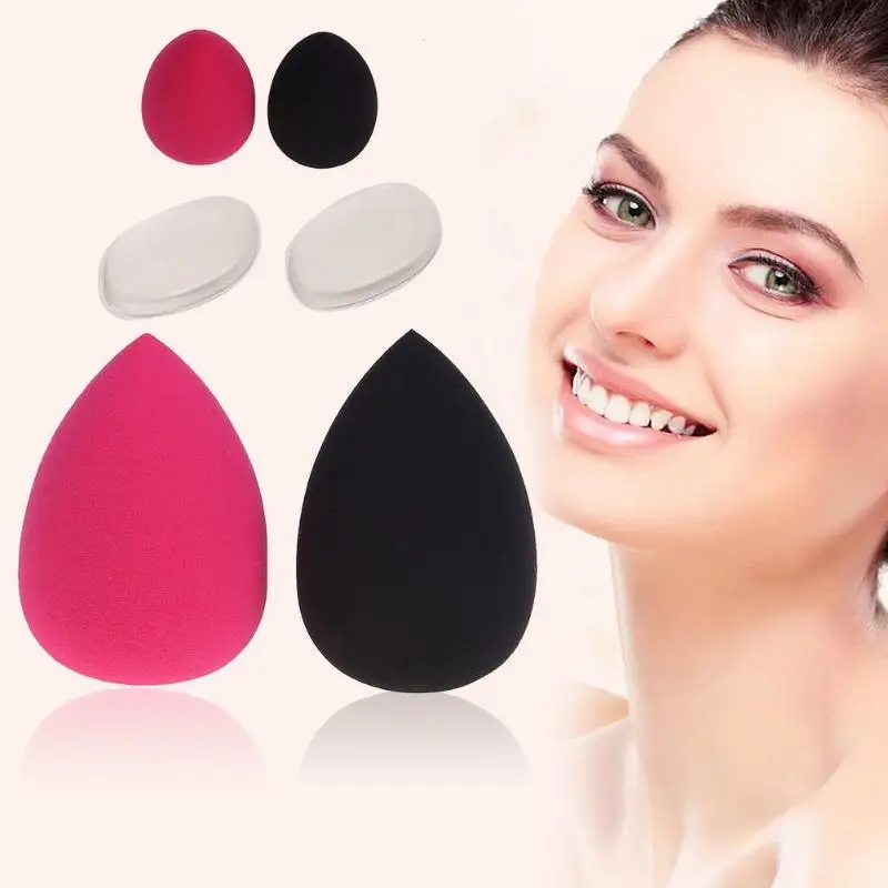 2pcs Smooth Water Drop Puffs+2pcs Silicone Puff Beauty Cosmetic Sponge