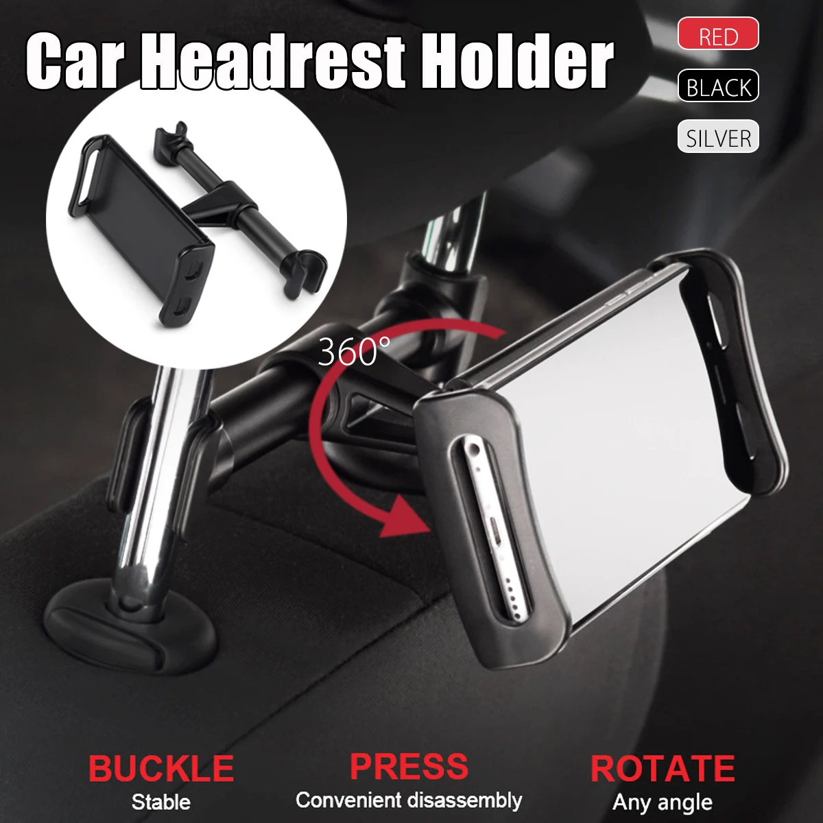 YUNAI Universal Back Seat Tablet Mount Car Phone Holder 360 Degree