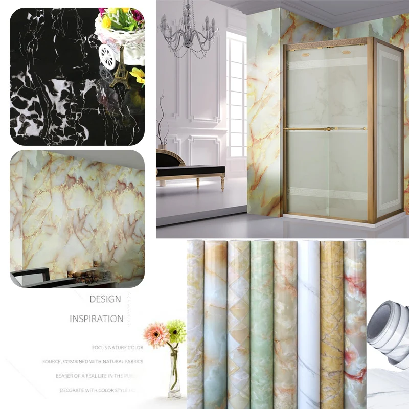 

1PC Granite Marble Effect Waterproof Vinyl PVC Wallpaper 61X50cm Self Adhesive Peel Stick Rolling Paper Room Decoreation