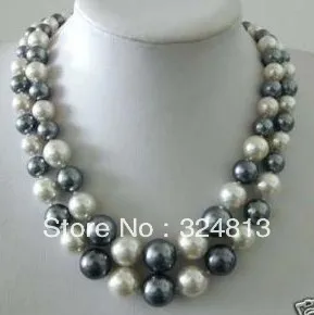 

Beautiful WHITE GRAY SHELL PEARL NECKLACE 8-14mm ##a #a