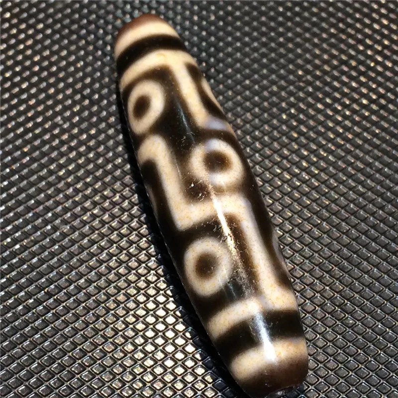 

190409-1 Tibetan Loosing Beads Poweful 9 eyes Beads Natural Agate 12mmx48mm Dzi Beads Stone with Cinnabar spots Free Shipping