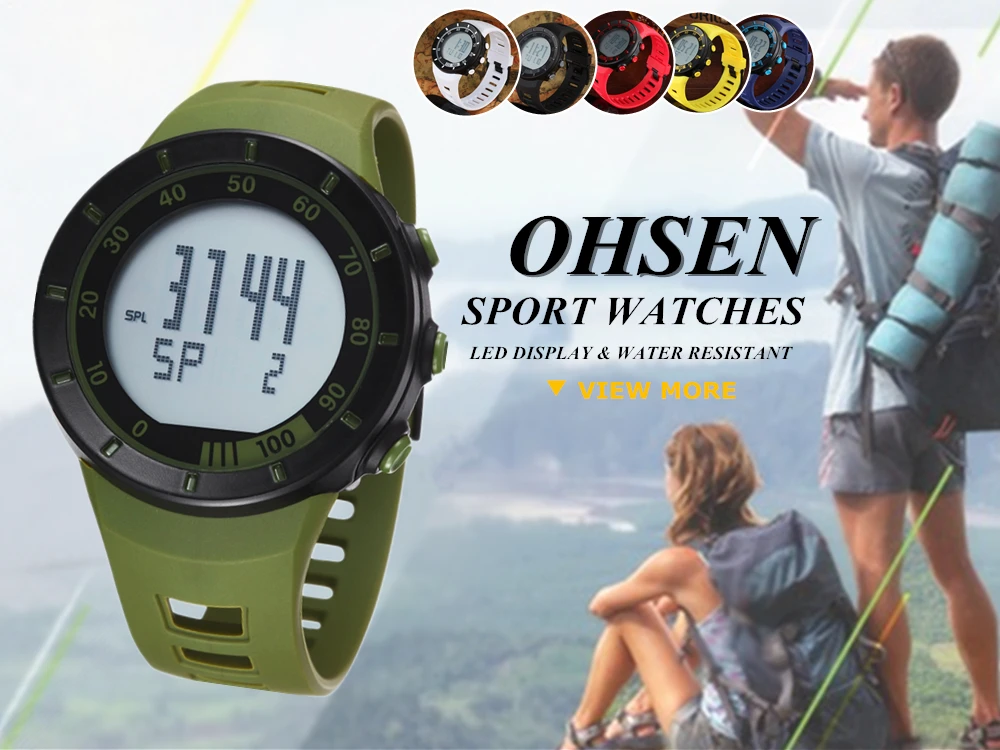 Reloj Masculino, мужские спортивные часы с резиновым ремешком, OHSEN, цифровые, Hombre, 5 АТМ, водонепроницаемые, ударопрочные, наручные часы с будильником, мужские часы