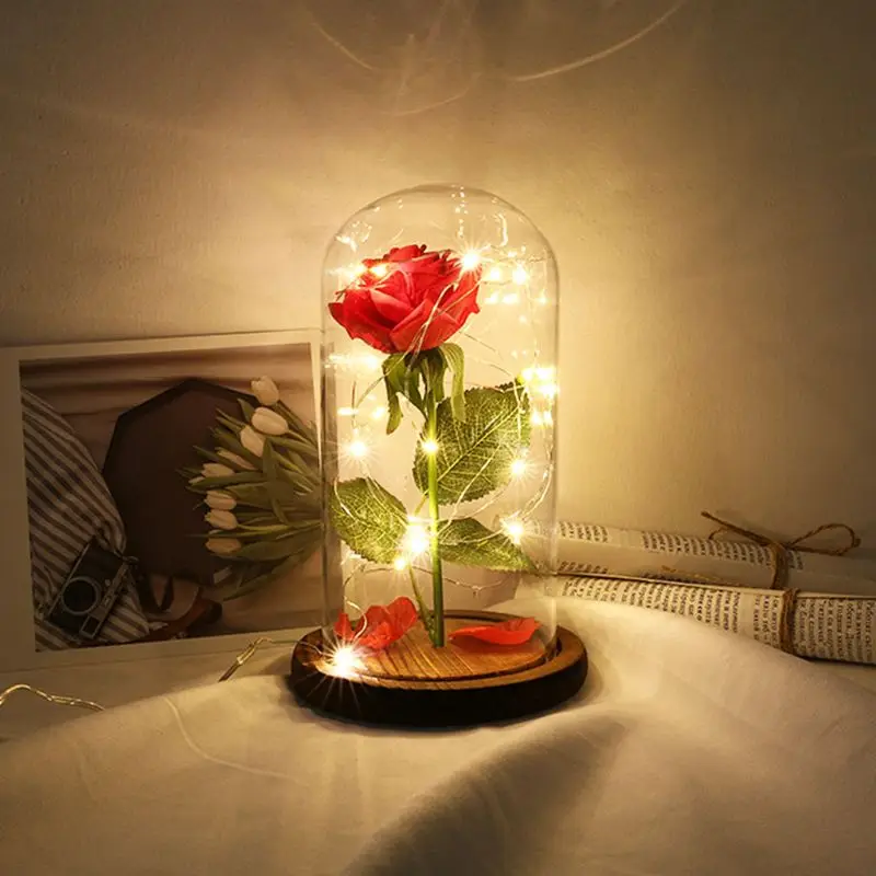 

In Flask Beauty And The Beast Rose Desk Deco LED Light Valentine's Mother's Day Gifts Wedding Party Romantic Remote Control