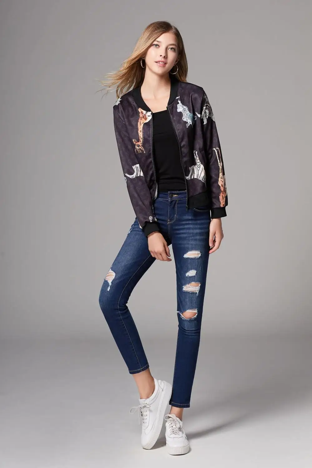 remarkable  2019 New Winter Autumn Women Long Sleeve Jackets Coats Fashion Causal Ladies Prints High Quality Ja