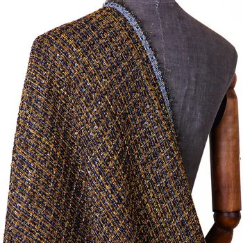 

Gold line sequins tweed fabric autumn and winter thick fabrics wholesale -390gsm