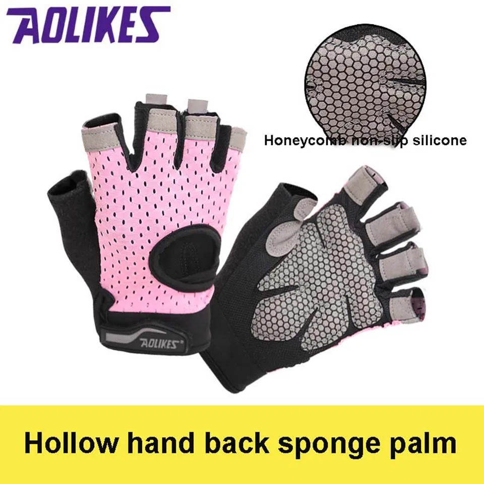 AOLIKES 1 Pair Body Building Fitness Gym Gloves Crossfit Weight Lifting Gloves For Men Musculation Women Anti-slip Barbell