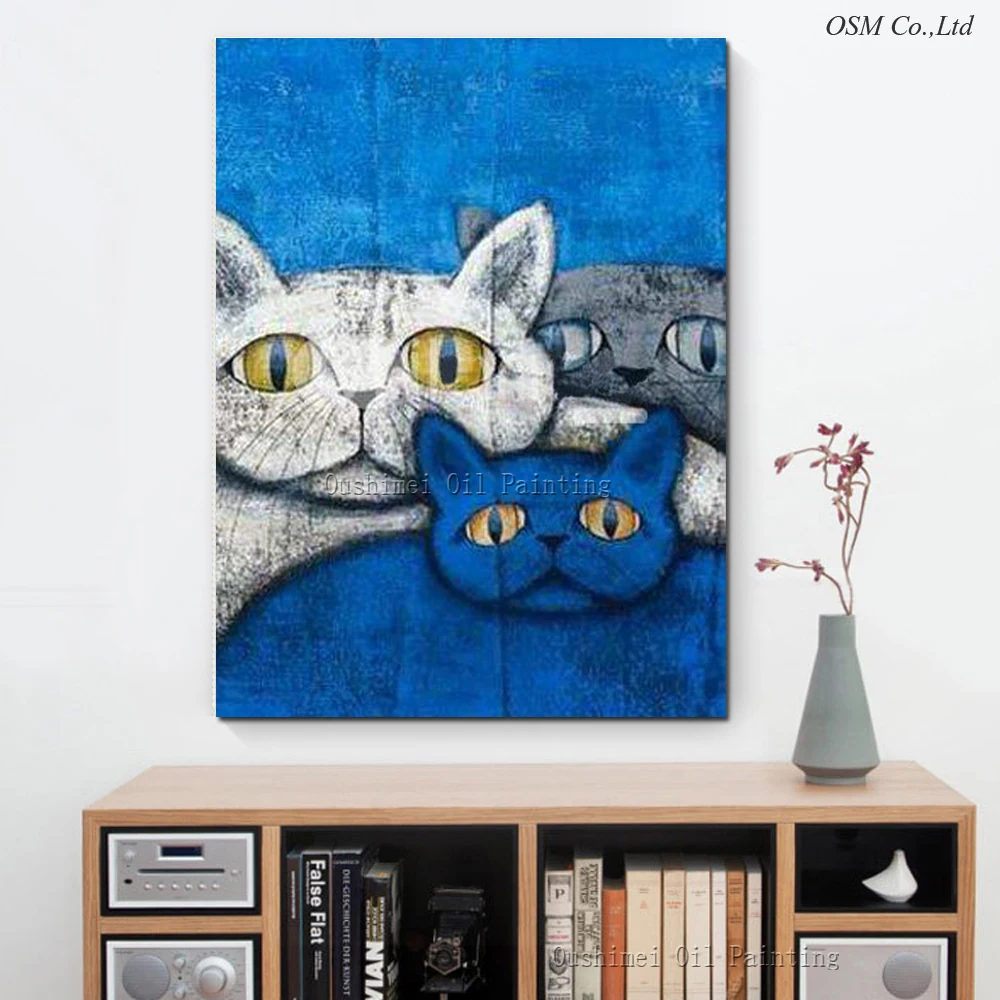 New Arrival High Quality Modern Abstract Fat Cat Oil Painting Artist