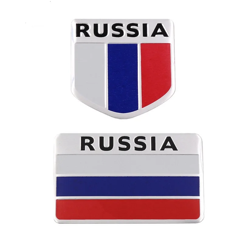 

3D Aluminum Russia Flag Decorative National Emblem Badge Decals Sticker Car Styling Accessories For Toyota Honda Benz VW Opel